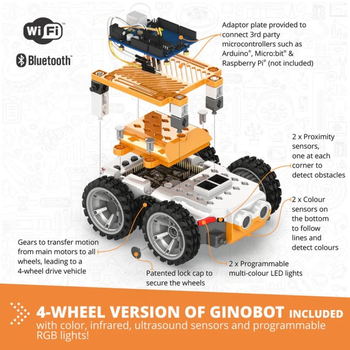 Engino Coding Lab- GinoBot STEM Robotics Toys for Kids Ages 9+ (2 Robots to Build)