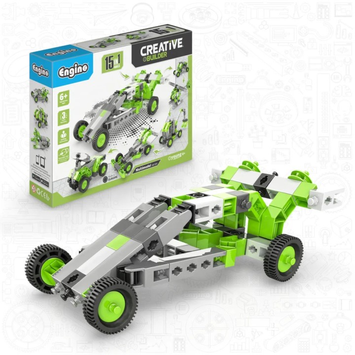 Engino Creative Builder: Σετ 15 Πολυμοντέλων - Παιχνίδια Μηχανικής STEM για Παιδιά Ηλικίας 6+ (15 Μοντέλα για Κατασκευή)