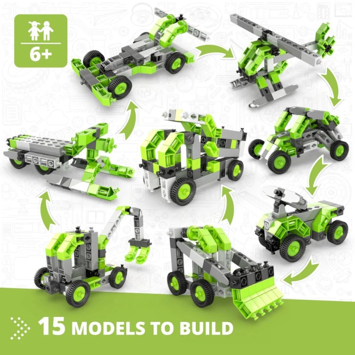 Engino Creative Builder: Σετ 15 Πολυμοντέλων - Παιχνίδια Μηχανικής STEM για Παιδιά Ηλικίας 6+ (15 Μοντέλα για Κατασκευή)