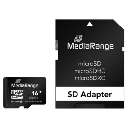 Κάρτα Μνήμης MicroSDHC Class 10 MediaRange 16GB with SD Adapter MR958