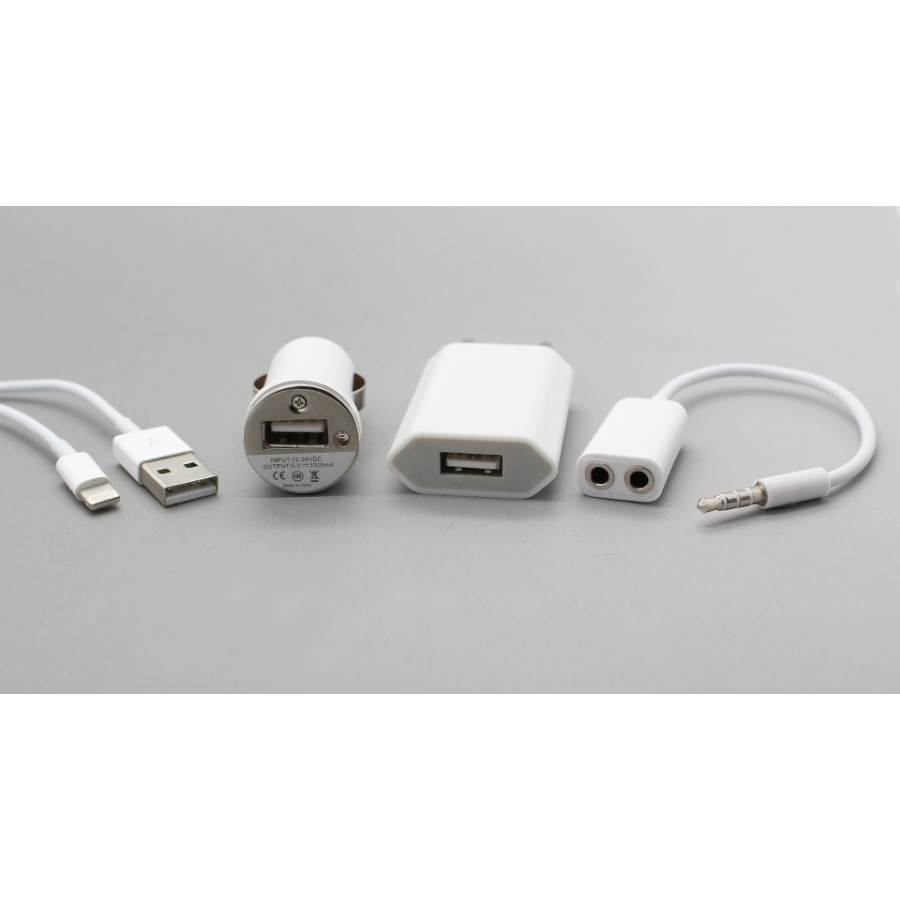 5-in-1 Charger and Earphone Accessories Kit for iPhone 3G/3GS/4  Κιτ αξεσουάρ για το iPhone 3G/3GS/4  Λευκό