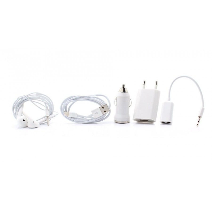 5-in-1 Charger and Earphone Accessories Kit for iPhone 5 Κιτ αξεσουάρ για το iPhone 5 Λευκό