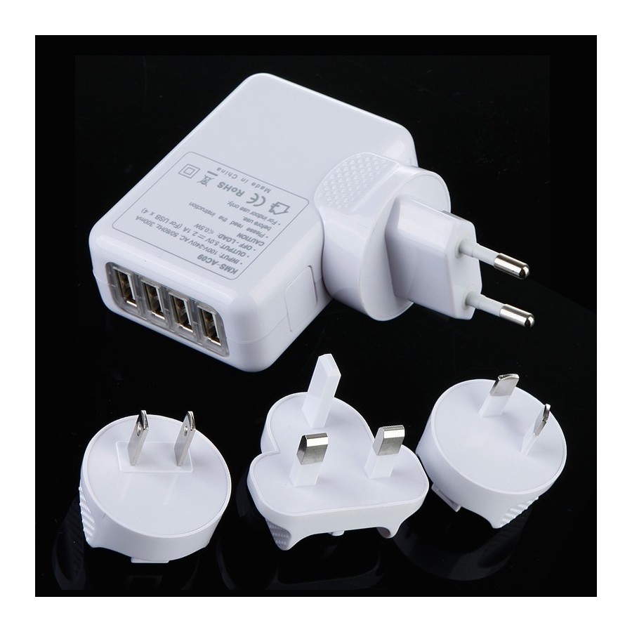 KMS-AC09 Universal AC Adapter for iPad/iPad 2/iPhone/Tablet/Κινητά φορτιστής ρεύματος με 4 usb