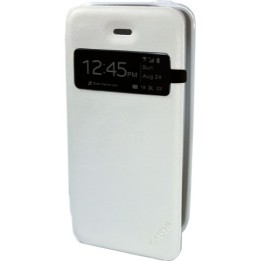 Leather case notebook iPhone 5/5s KAISHI δερμάτινη θήκη λευκή με μπροστινό παράθυρο﻿ για το Iphone 5