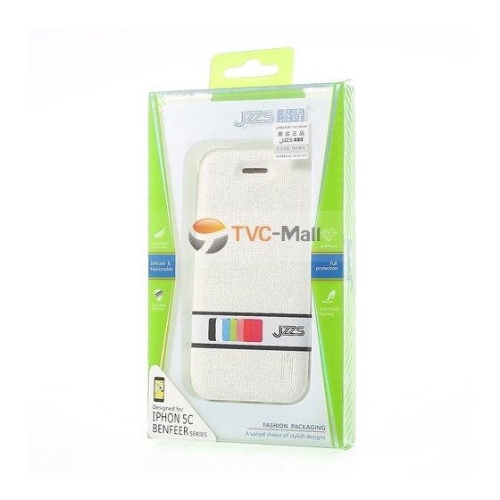 JZZS Oracle Grain Leather Flip Cover for iPhone 5c - White θήκη κινητού δερμάτινη μπροστά και πίσω χρώμα Λευκό για το Iphone 5C