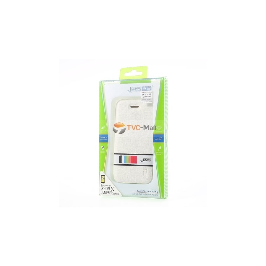 JZZS Oracle Grain Leather Flip Cover for iPhone 5c - White θήκη κινητού δερμάτινη μπροστά και πίσω χρώμα Λευκό για το Iphone 5C
