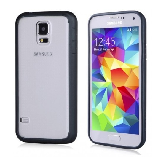 Side protector / bumper for SAMSUNG S5 DeTech θήκη κινητού πίσω όψη για S5 Μαύρο-Διάφανο