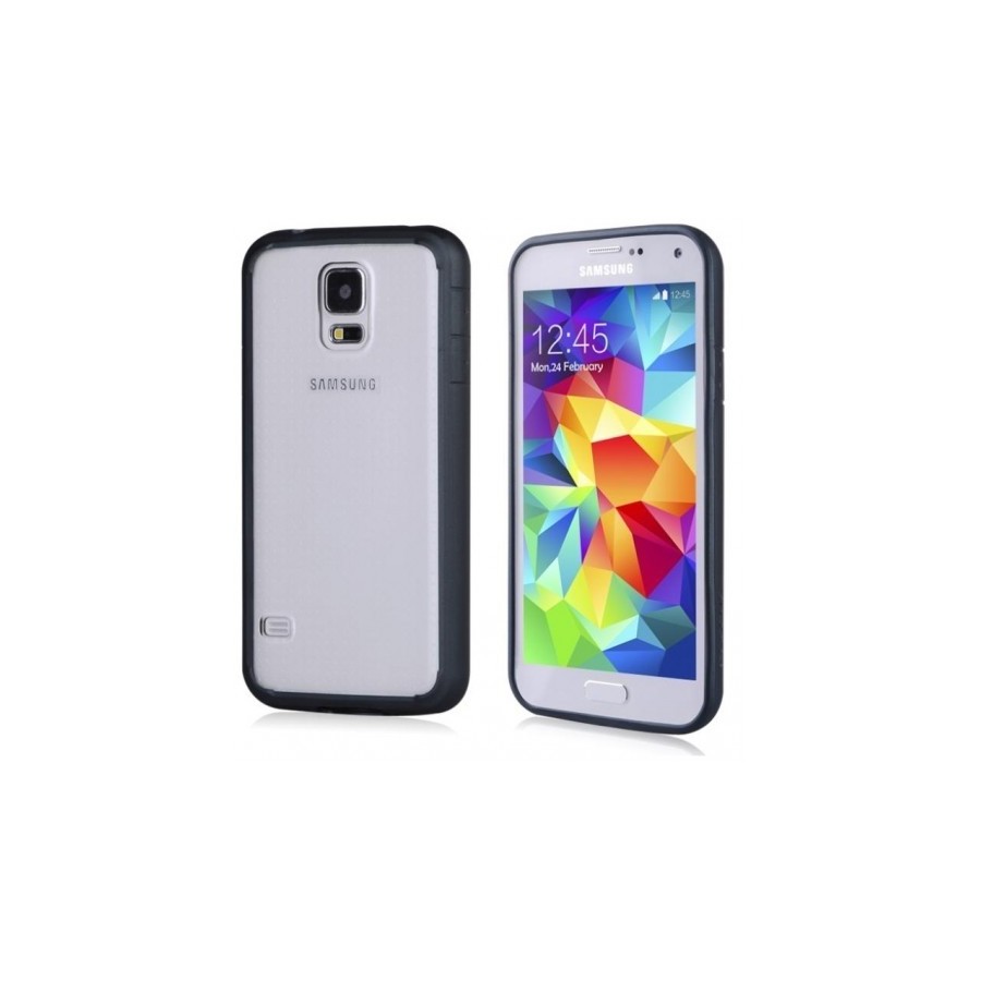 Side protector / bumper for SAMSUNG S5 DeTech θήκη κινητού πίσω όψη για S5 Μαύρο-Διάφανο