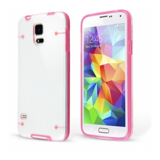Cover for SAMSUNG S5 crystal clear whit color motifs θήκη κινητού διάφανη με Ρόζ  για το Samsung S5 i9600