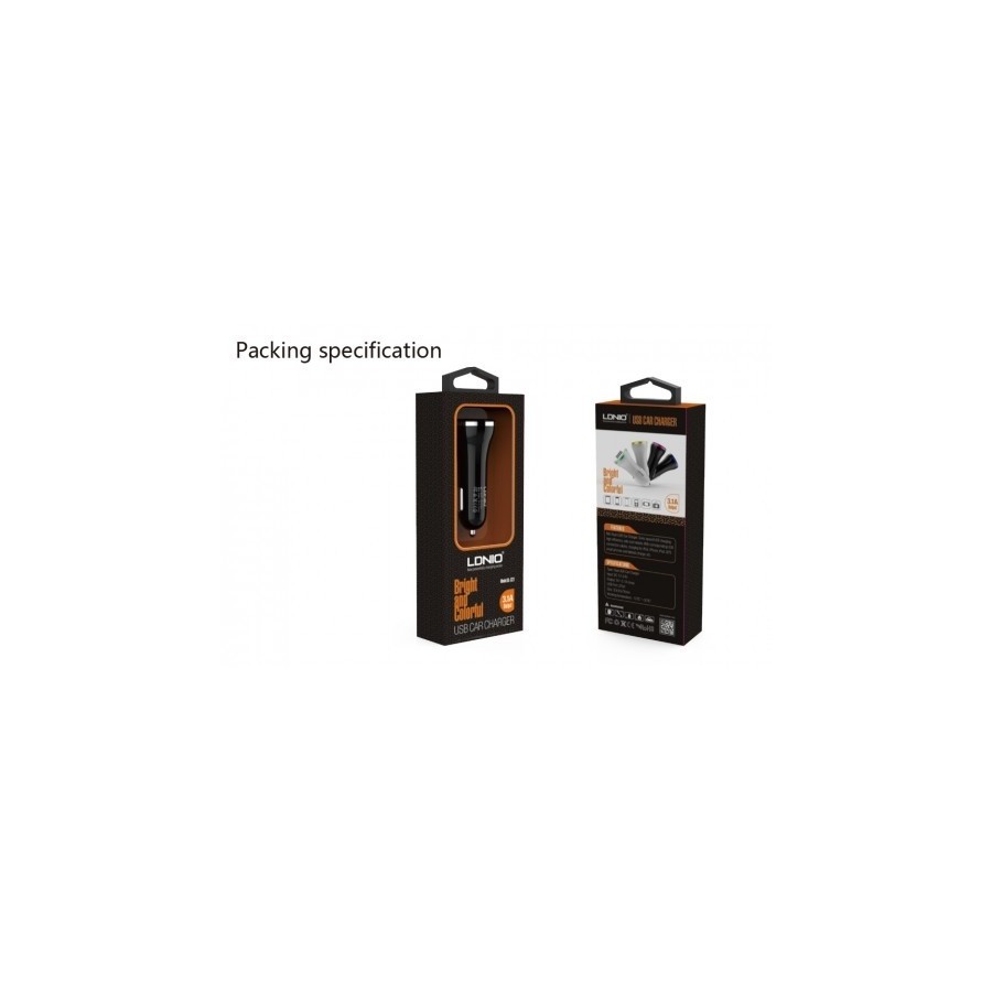 LDNIO DL-C23 Dual USB Car Cigarette Powered Charger - Black + Silver (12~24V)