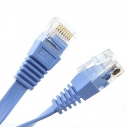 Cable LAN Cat: 6 FLAT 3.0 m DeTech καλώδιο δικτύου 3 μέτρα πλακέ cat6 χρώμα γαλάζιο