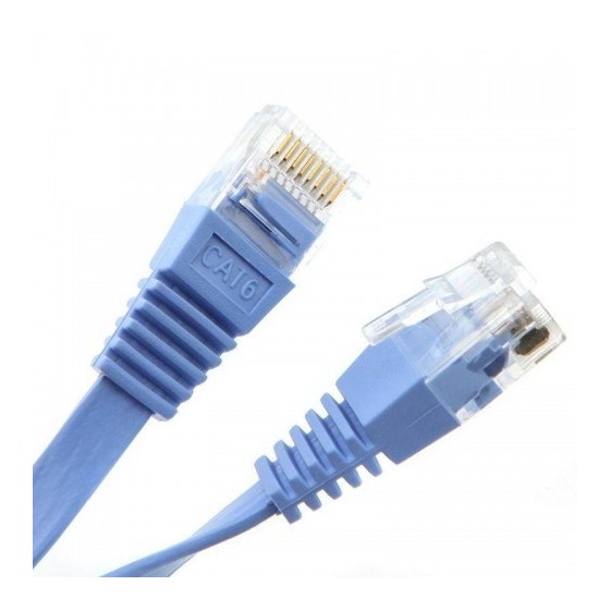 Cable LAN Cat: 6 FLAT 3.0 m DeTech καλώδιο δικτύου 3 μέτρα πλακέ cat6 χρώμα γαλάζιο