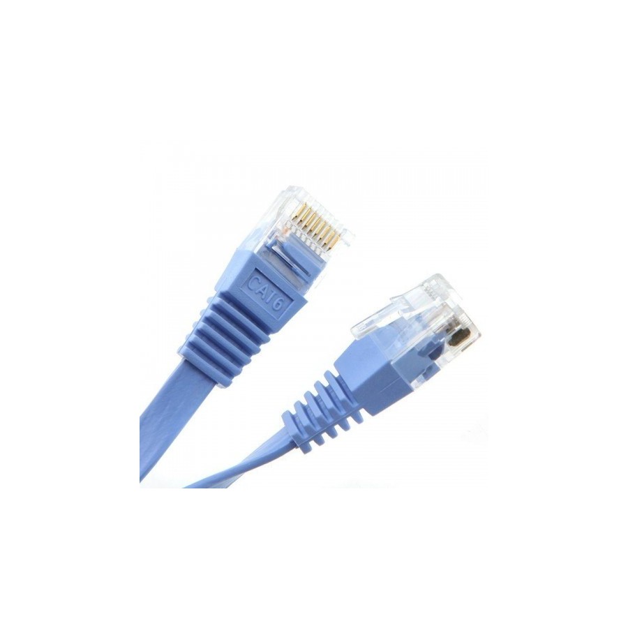 Cable LAN Cat: 6 FLAT 3.0 m DeTech καλώδιο δικτύου 3 μέτρα πλακέ cat6 χρώμα γαλάζιο