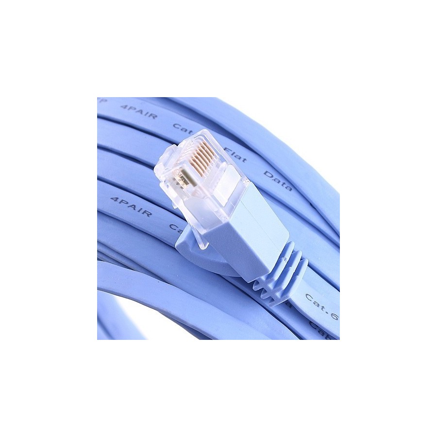 Cable LAN Cat: 6 FLAT 3.0 m DeTech καλώδιο δικτύου 3 μέτρα πλακέ cat6 χρώμα γαλάζιο