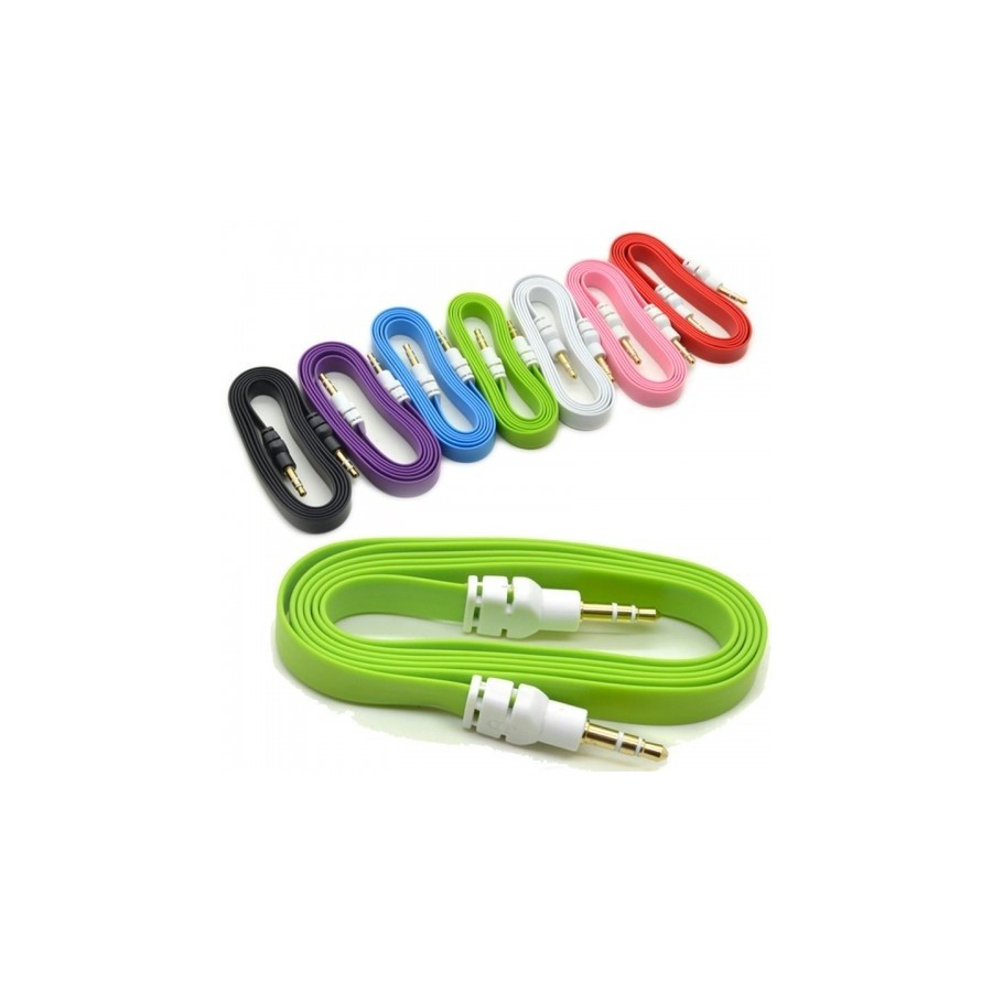 Audio cabel 3.5mm M/M AUX FLAT Cantell 1m καλώδιο ήχου λευκό πλακέ 