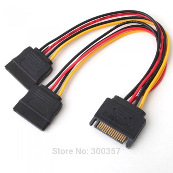 internal SATA male 15PIN to 2x SATA Female 15Pin connector