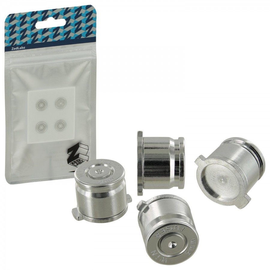 ZedLabz aluminum metal action bullet butto  set for Sony PS4 controllers - Silver