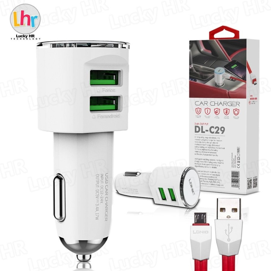 Φορτιστής USB αυτοκινήτου αναπτήρα 3.4Ah με 2 θύρες usb DL-C29 LDNIO