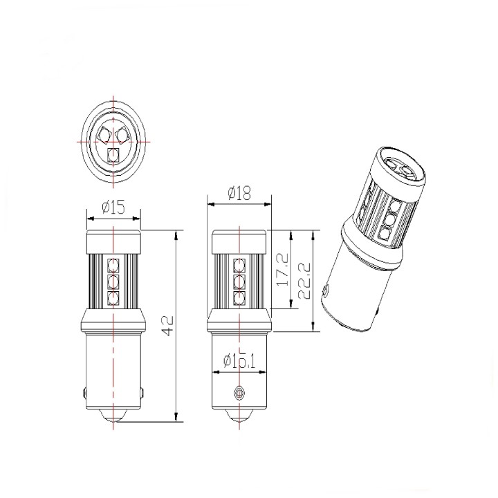 2 τεμάχια, BAU15s LED (PY21W) φώτα φλάς CANBUS SMD 3030 κίτρινο