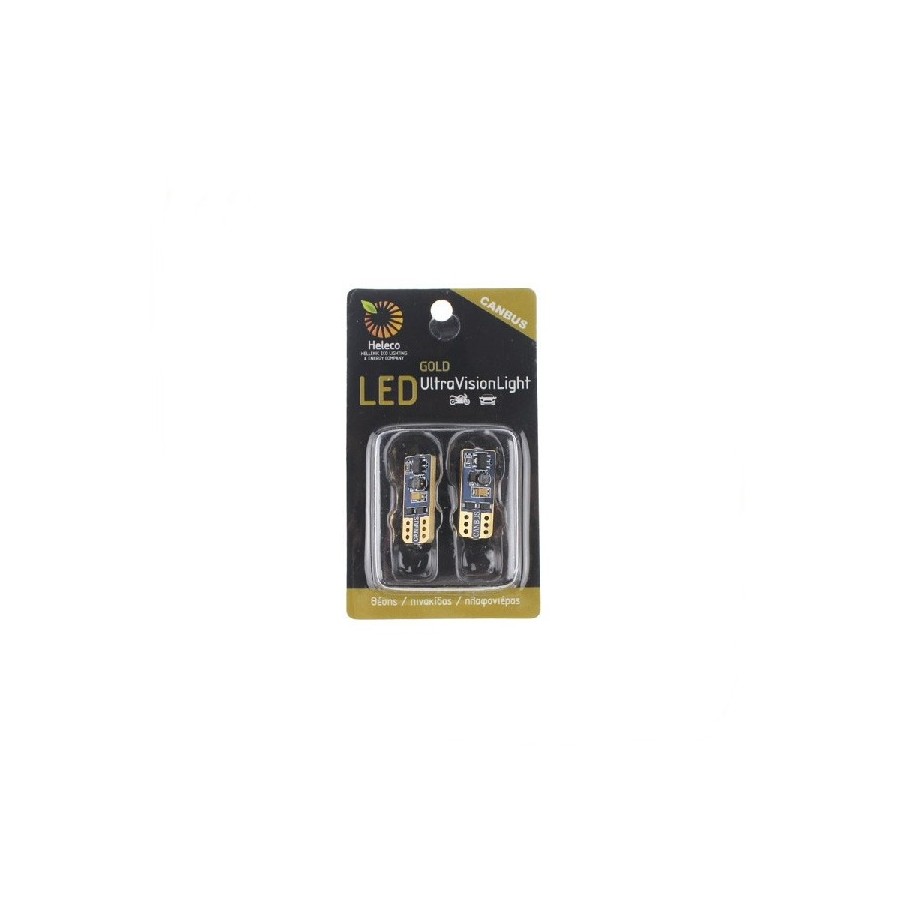 2 τεμάχια, Τ10 LED (W5W) Φώτα θέσης CANBUS 4SMD3623 GOLD