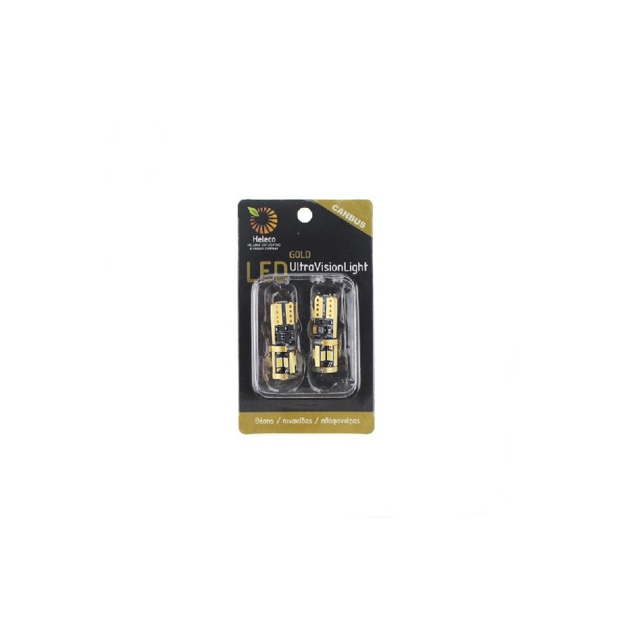 2 τεμάχια, Τ10 LED (W5W) Φώτα θέσης CANBUS 9SMD3623 GOLD