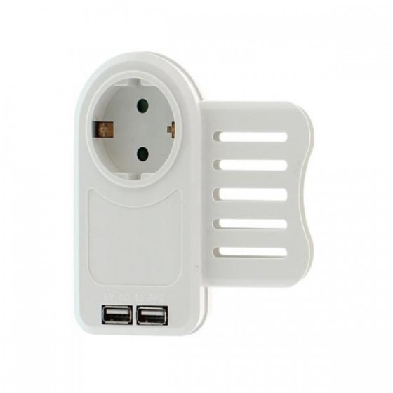 Schuko Adaptor με 2x1.05A USB Θύρες και Phone Holder WELL