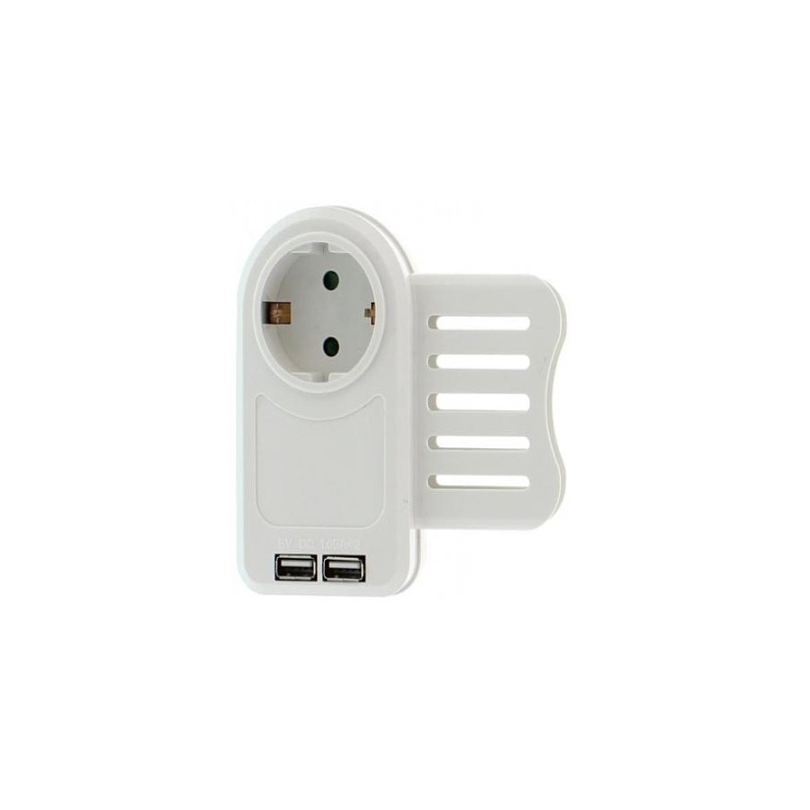 Schuko Adaptor με 2x1.05A USB Θύρες και Phone Holder WELL