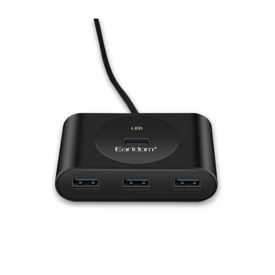 USB hub Earldom HUB03, USB 2.0, 4 θύρες, OTG,Μαυρο