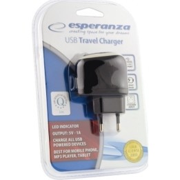 Esperanza USB Wall Adapter Μαύρο (EZ111)