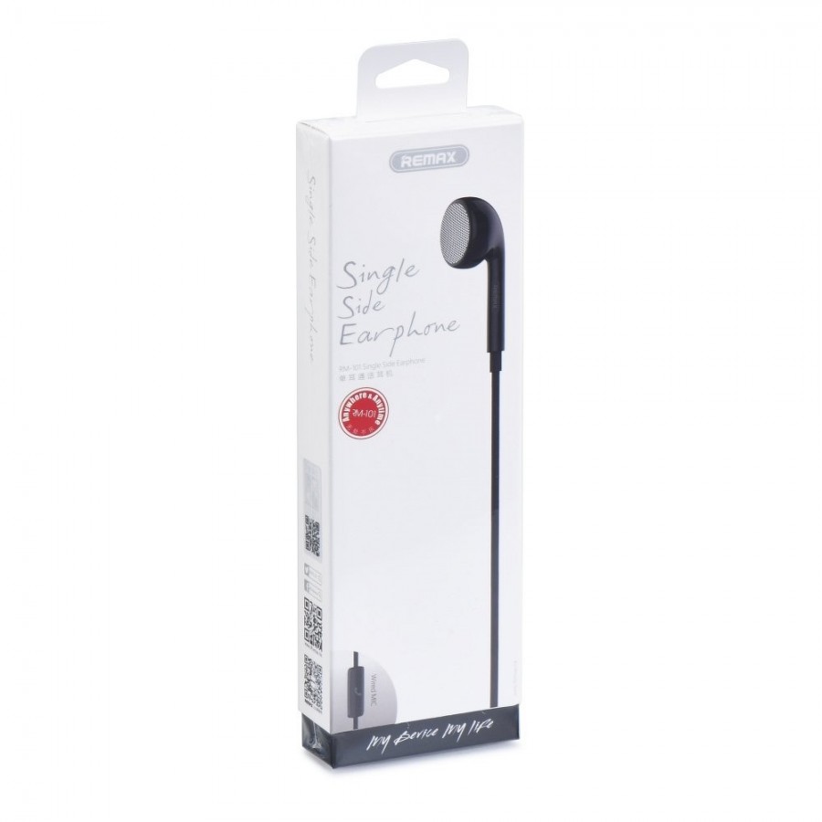 Ακουστικά με μικρόφωνο Earphone Remax Single Black RM-101