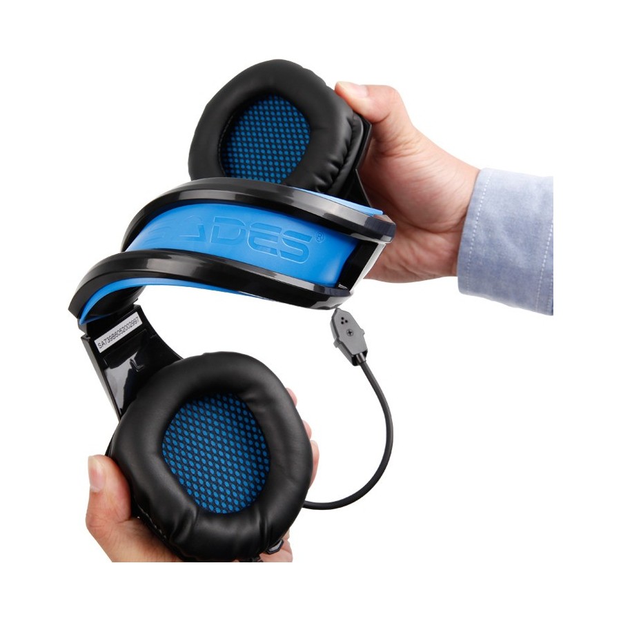SADES BPOWER GAMING HEADSET BLACK/BLUE connecting to Laptop / PS4 / XBOX ONE / Mobile Devices.