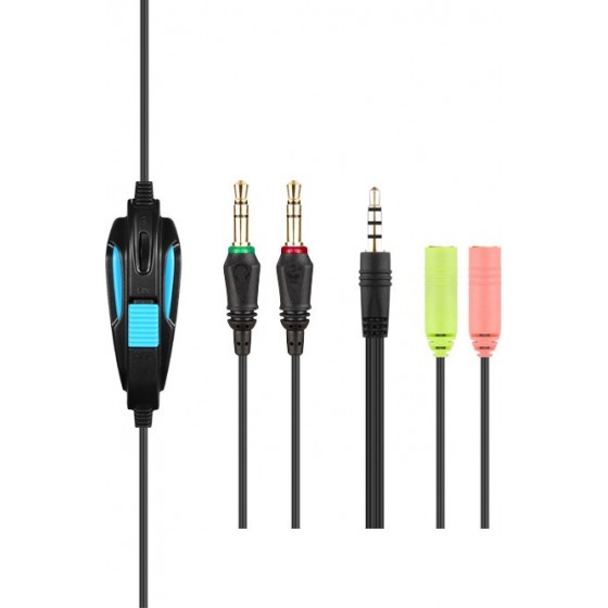 SADES BPOWER GAMING HEADSET BLACK/BLUE connecting to Laptop / PS4 / XBOX ONE / Mobile Devices.