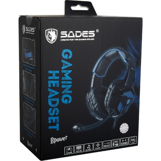 SADES BPOWER GAMING HEADSET BLACK/BLUE connecting to Laptop / PS4 / XBOX ONE / Mobile Devices.