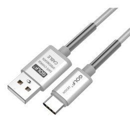 GOLF GC-40T-SL USB A 2.0 TYPE C CABLE MALE MALE SILVER 1m BRAIDED FAST CHARGING SMARTPHONE