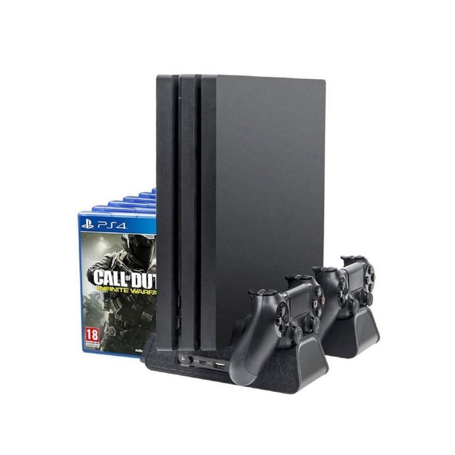 DOBE Multifunctional Cooling Stand for Sony PS4 Slim/PS4 Pro with Cooling Fan & Dual Controllers Charging Station