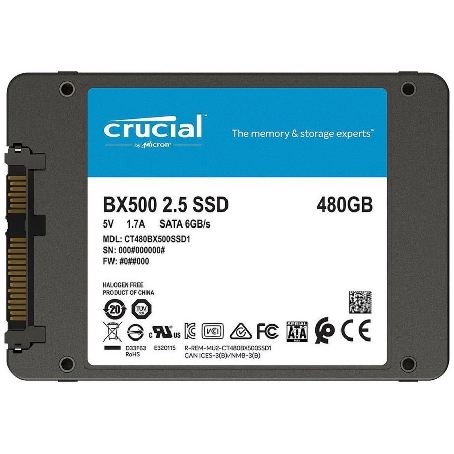 Δίσκος SSD Crucial BX500 3D Nand 2.5" 480GB Sata III CT480BX500SSD1