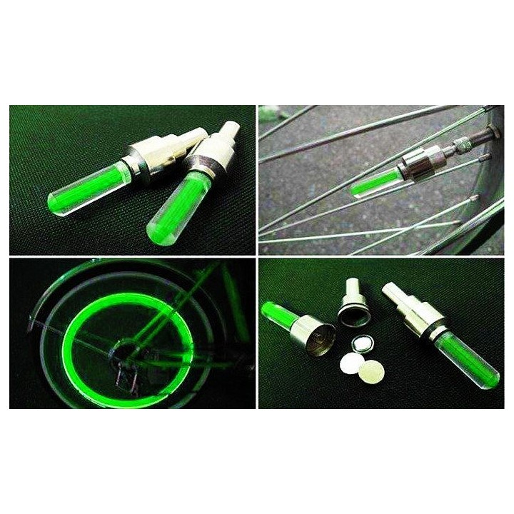 Καπάκι βαλβίδας ποδηλάτου AG304B, LED, 6.5cm, 2τμχ, πράσινο